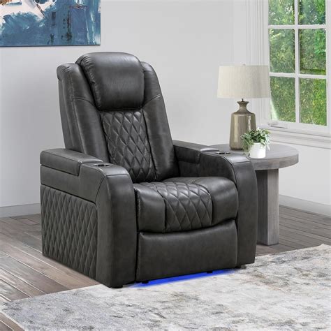 Calton leather power recliner  Decorative topstitching give a luxurious detail and USB port lets you charge your favorite devices
